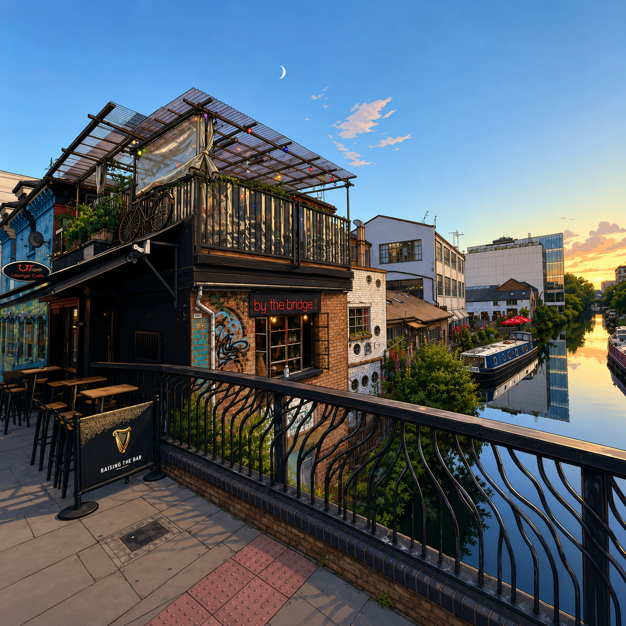 By The Bridge café and terrace over the canal